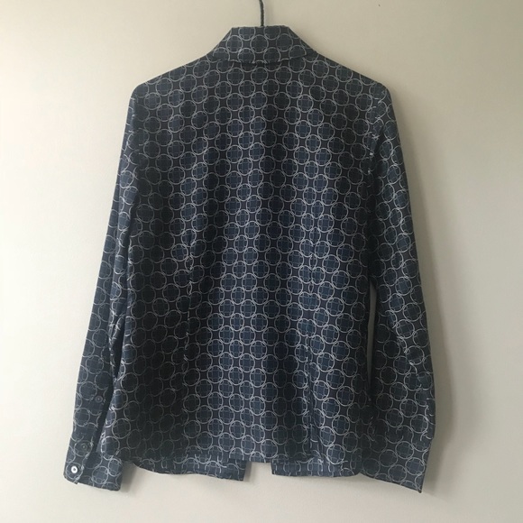 Ann Taylor silk button up navy blouse - Picture 4 of 7